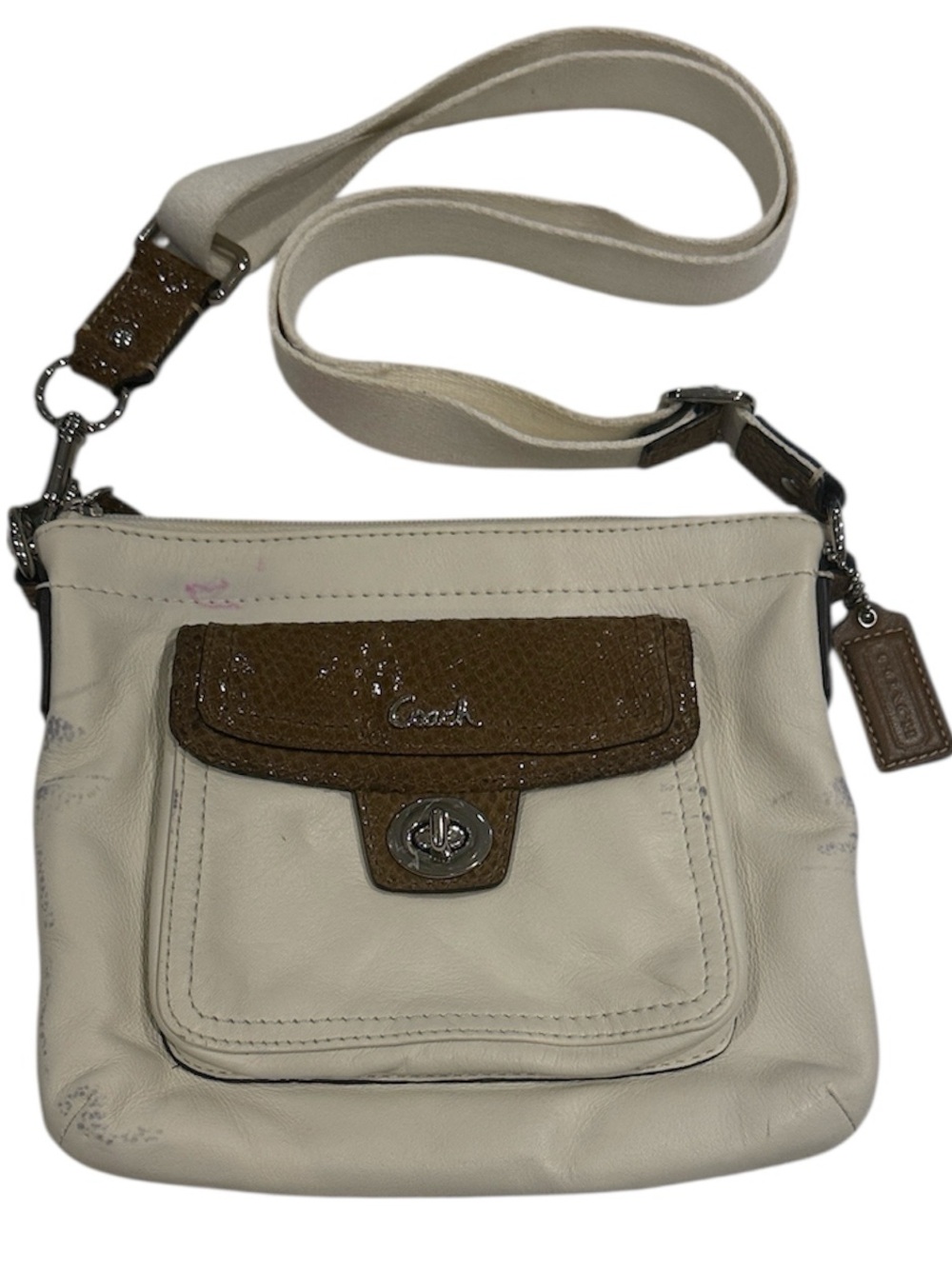 Coach Cream and Brown Crossbody Bag